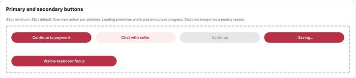 Primary & Secondary Buttons component example