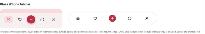 Glass iPhone Tab Bar component example
