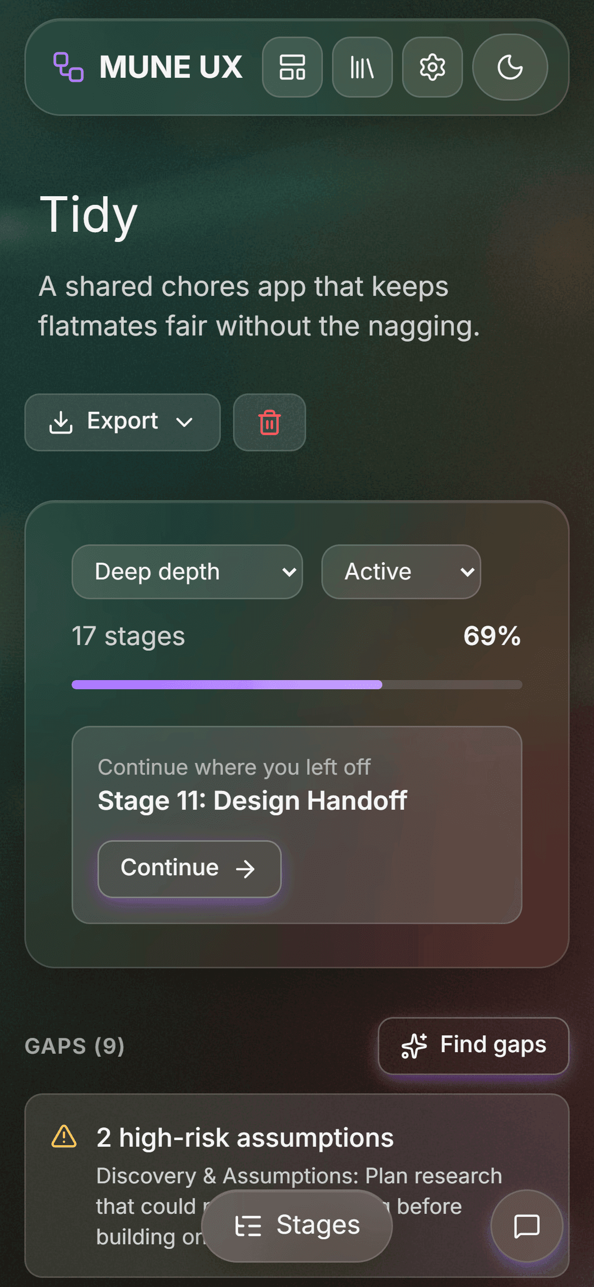 Project overview at phone width